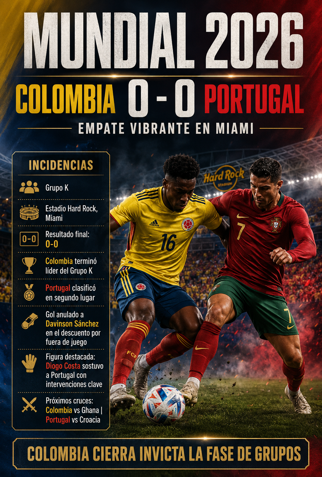 Colombia 0 - 0 Portugal