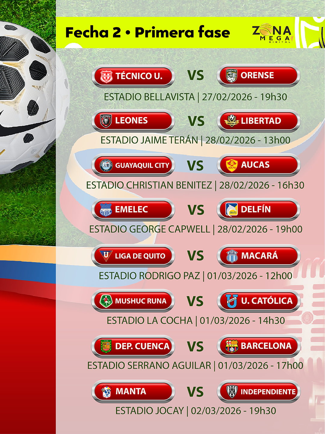 Fecha 2 Liga EcuaBet