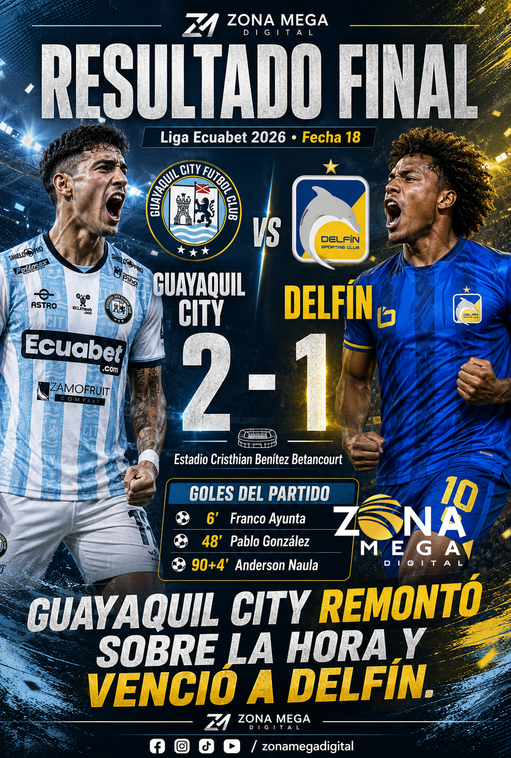 Guayaquil City 2 - 1 Delfín