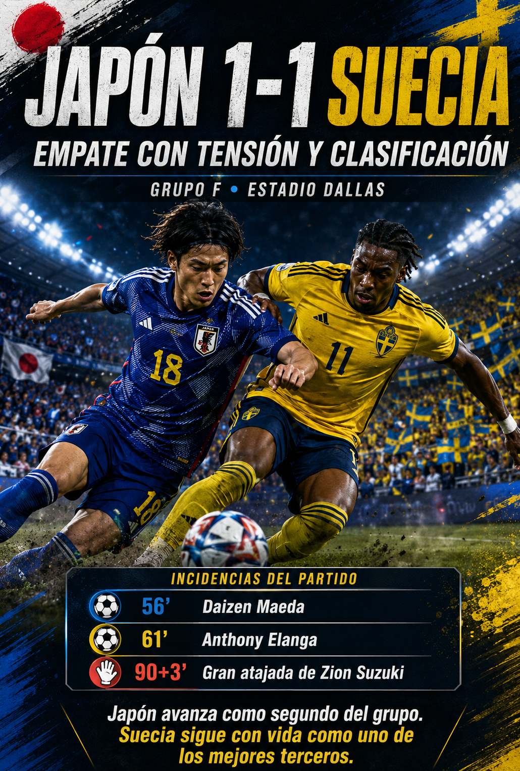 Japon 1 - 1 Suecia