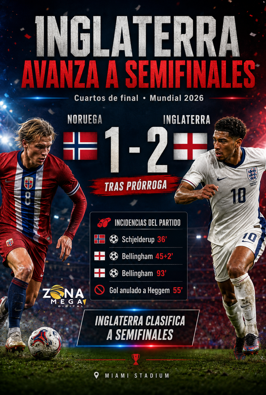 Noruega 1 - 2 Inglaterra