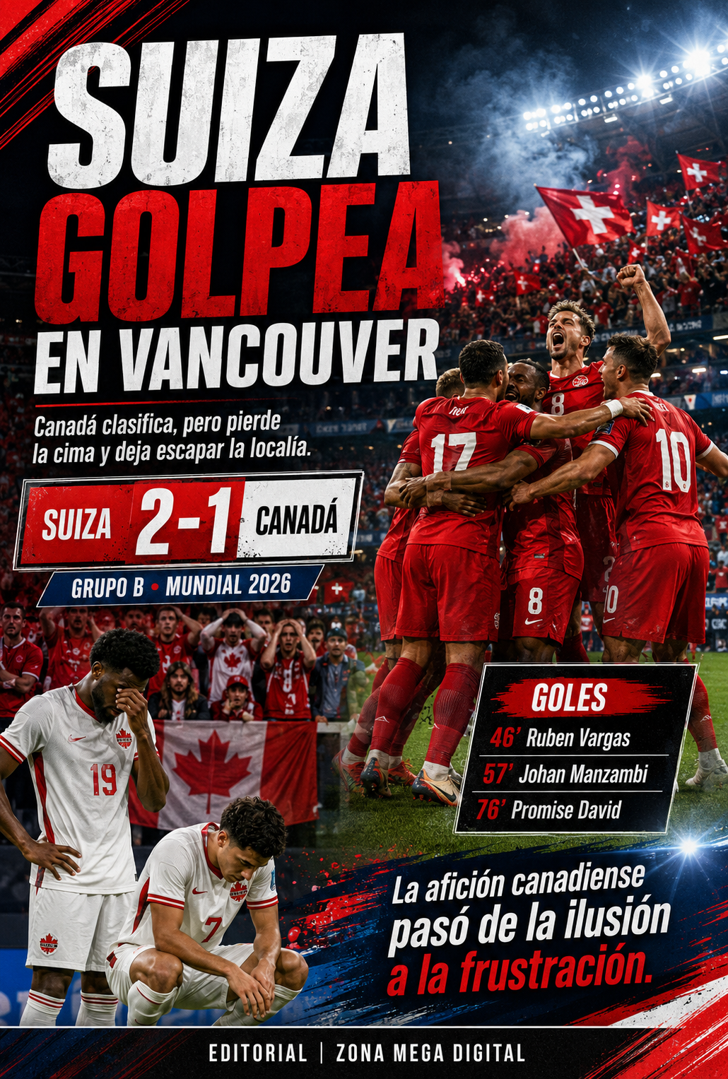 Suiza 2 - 1 Canada