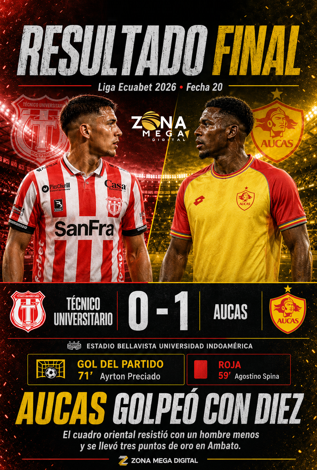 Técnico 0 - 1 Aucas